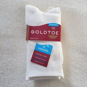 Gold Toe Coolmax 3pk White Crew Socks Womens Shoe Size 6-9